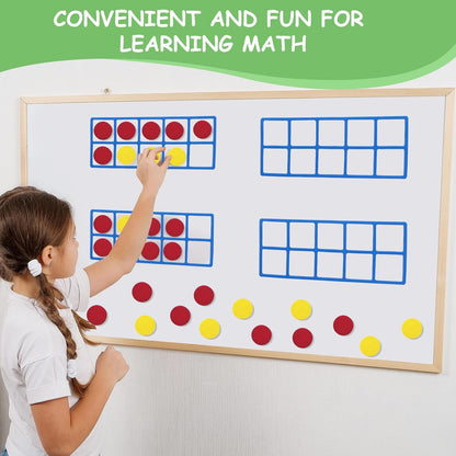 WinnerWhy 2 Set Giant Magnetic Foam Ten Frames Set, Early Math Manipulative, Frames with Disks, Teach Number Concepts, Addition and Subtractionfor Kids, Kindergarten Math Games