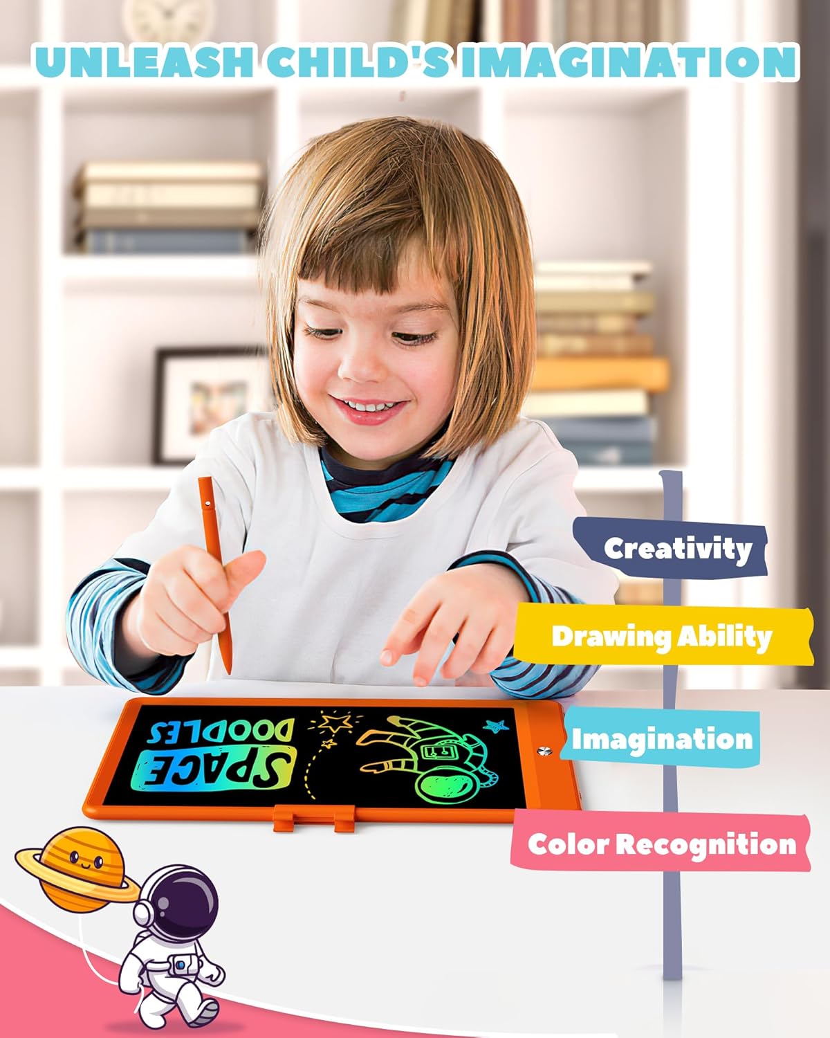 ORSEN LCD Writing Tablet 10 Inch, Colorful Doodle Board Drawing Pad for Kids, Toddler Toys for 3 4 5 6 7 8 Year Old Girls Boys Gifts (Pink)