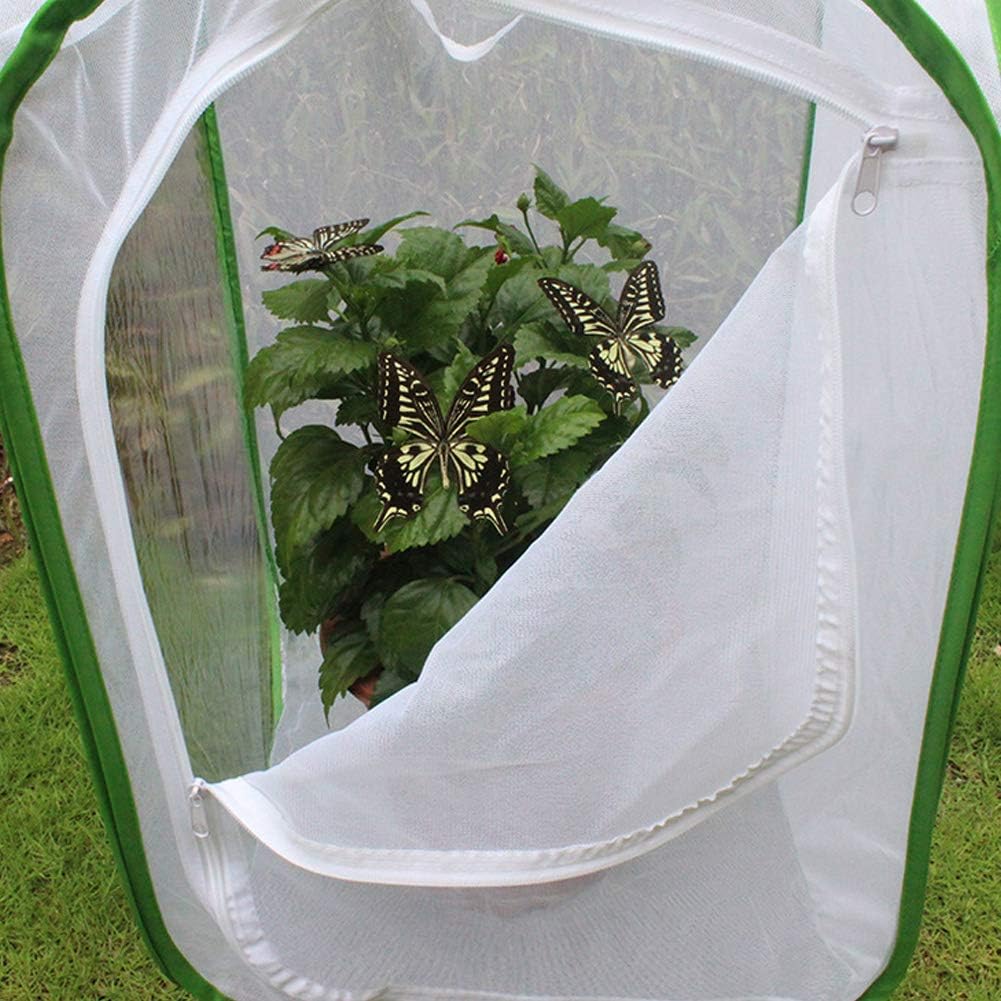 Foldable Butterfly Cage, Large Portable Ventilated Butterfly House Breeding Cage Butterfly Growing Kit 40 * 40 * 60cm for Farm Breeding (40 * 40 * 60cm)