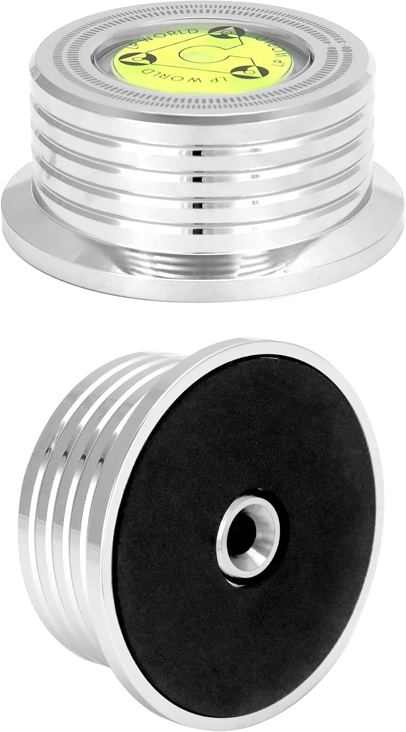 QWORK Record Weight Phono Disc Stabilizer, 60HZ Record Weight Stabilizer, with Bubble Leveling (60Hz, Silver)