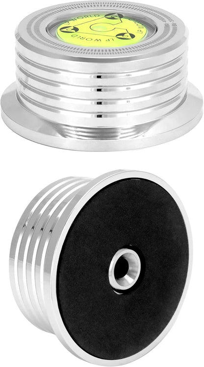 QWORK Record Weight Phono Disc Stabilizer, 60HZ Record Weight Stabilizer, with Bubble Leveling (60Hz, Silver)