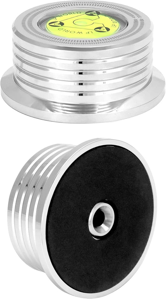 QWORK Record Weight Phono Disc Stabilizer, 60HZ Record Weight Stabilizer, with Bubble Leveling (60Hz, Silver)