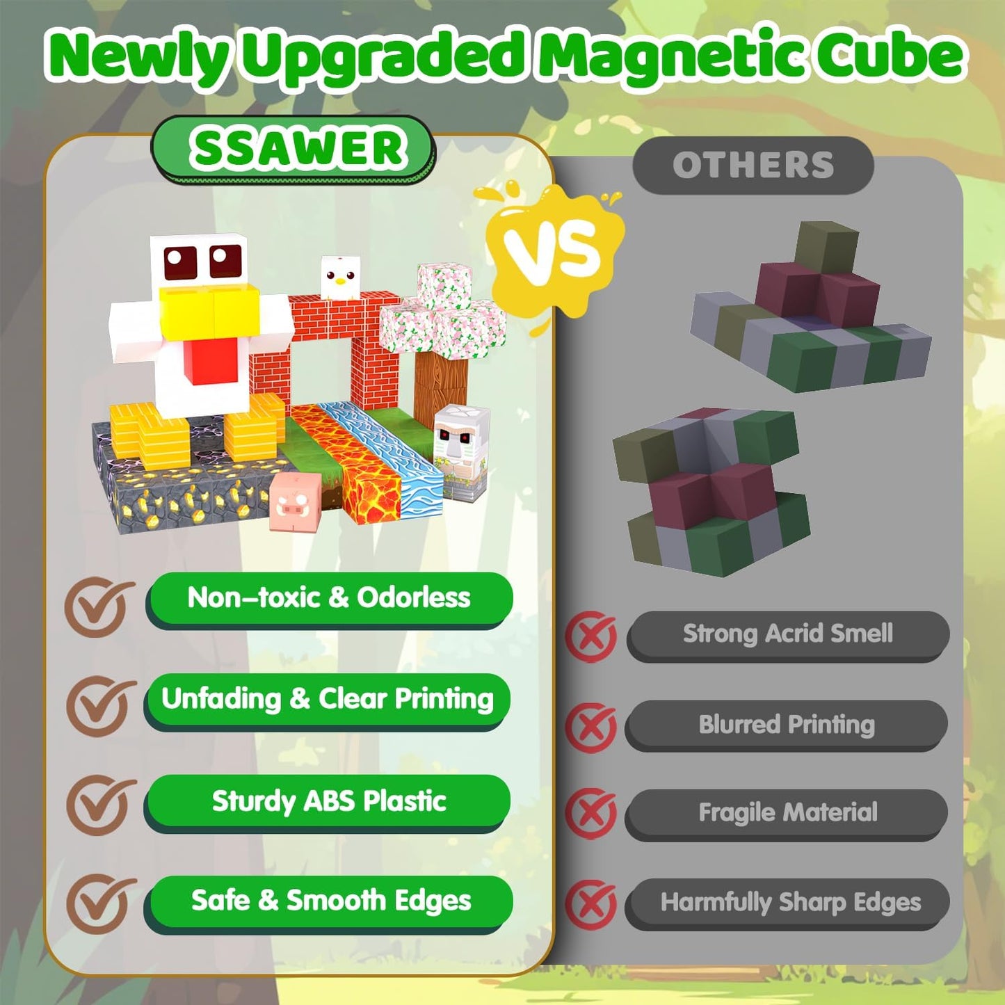 Magnetic Blocks Toys for Kids, 100 PCS Building Blocks Cubes, Stacking Magnetic Tiles Toys for Kids Toddlers Boys Girls Ages 3 4 5 6 7 8-12 Birthday Gifts Party Supplies (Underworld)