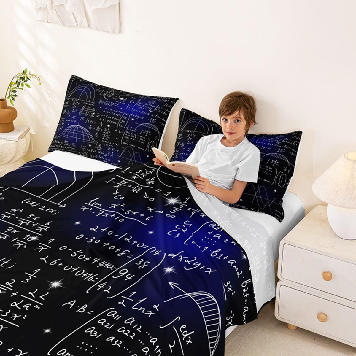 Erosebridal Science Theme Bed Sheets Set Full Size for Boys Girls Chemistry Periodic Table Print Sheet Set Chemical Subject Theme Sheets Teens Kids Math Science Atyle Fitted Sheet 4 Pcs