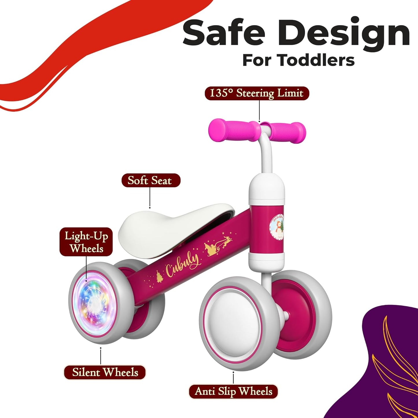 Baby Balance Bike for 1-3 Year – First Birthday Boy Girl Gifts 12-36 Month Mini Bike|Colorful Lighting Wheels|Ride on Toys |Toddler Balance Bike 1-3 Indoor/Outdoor Bike