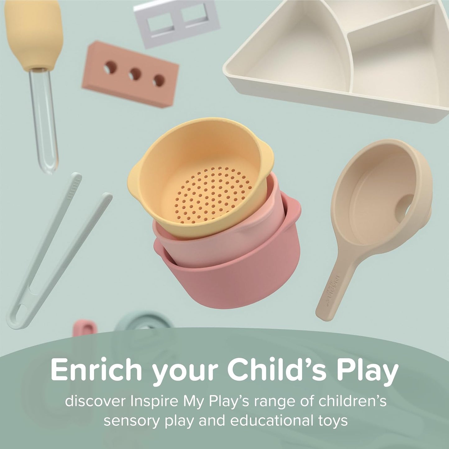Inspire My Play - 3 x Silicone Nesting Scoops - Perfect for Sensory PlayTray - Sensory Bin Accessories - Special Education Classroom Supplies - Montessori Education Toys - Multi-Purpose Shovel - Coral