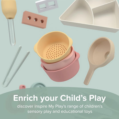 Inspire My Play - 3 x Silicone Nesting Scoops - Perfect for Sensory PlayTray - Sensory Bin Accessories - Special Education Classroom Supplies - Montessori Education Toys - Multi-Purpose Shovel - Coral