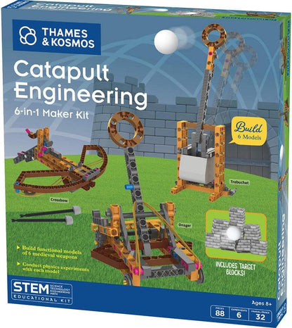 Thames & Kosmos Catapult Engineering STEM Maker Kit, Build 6 Models of Unique Medieval Machines, Explore Mechanical Physics, Includes Safe Foam Balls & Soft-Tipped Projectiles, Suitable for Ages 8+