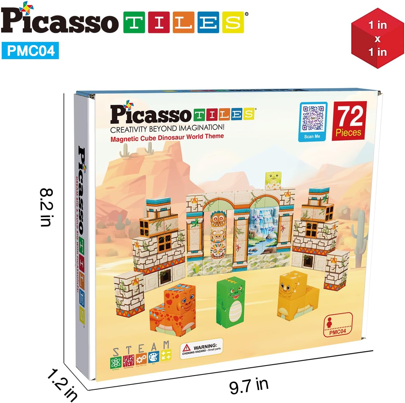 PicassoTiles Infinite Magnetic Puzzle Magic Cube Easy-Connect Brain Teaser Toy Set Magnet Pattern Block Matching Toys Free Ideabook 150+ Inspirations STEM Learning Kids Boys&Girls Age3+ PTC25