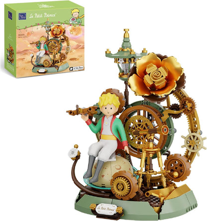 PANTASY The Little Prince – Starry Journey Building Set, Vintage Mechanical Pocket Watch-Inspired Model with Gears, Telescope & Golden Rose, Collectible Display Toy with Exclusive Prince Figure