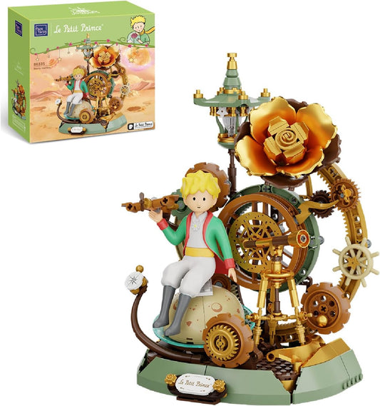 PANTASY The Little Prince – Starry Journey Building Set, Vintage Mechanical Pocket Watch-Inspired Model with Gears, Telescope & Golden Rose, Collectible Display Toy with Exclusive Prince Figure