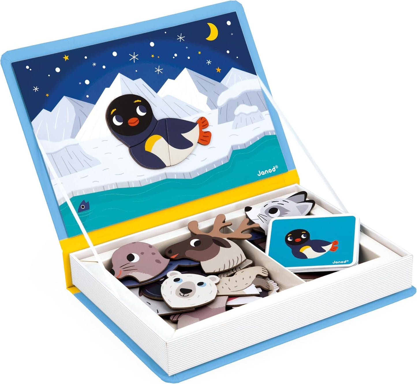 Janod MagnetiBook 41 pc Magnetic Animal Mix and Match Game - Creative Play - Enhances Motor Skills - Develops Dexterity and Coordination - Easy Storage, Educational, Safe