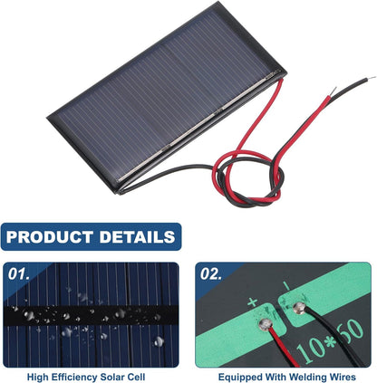 MECCANIXITY 2 Pcs 5.5V 0.44W 70mA Mini Solar Panels, Small Polycrystalline Solar Cell Panel with 2 Cable for DIY Electric Toy Materials Kits Charger, 60mm x 60mm