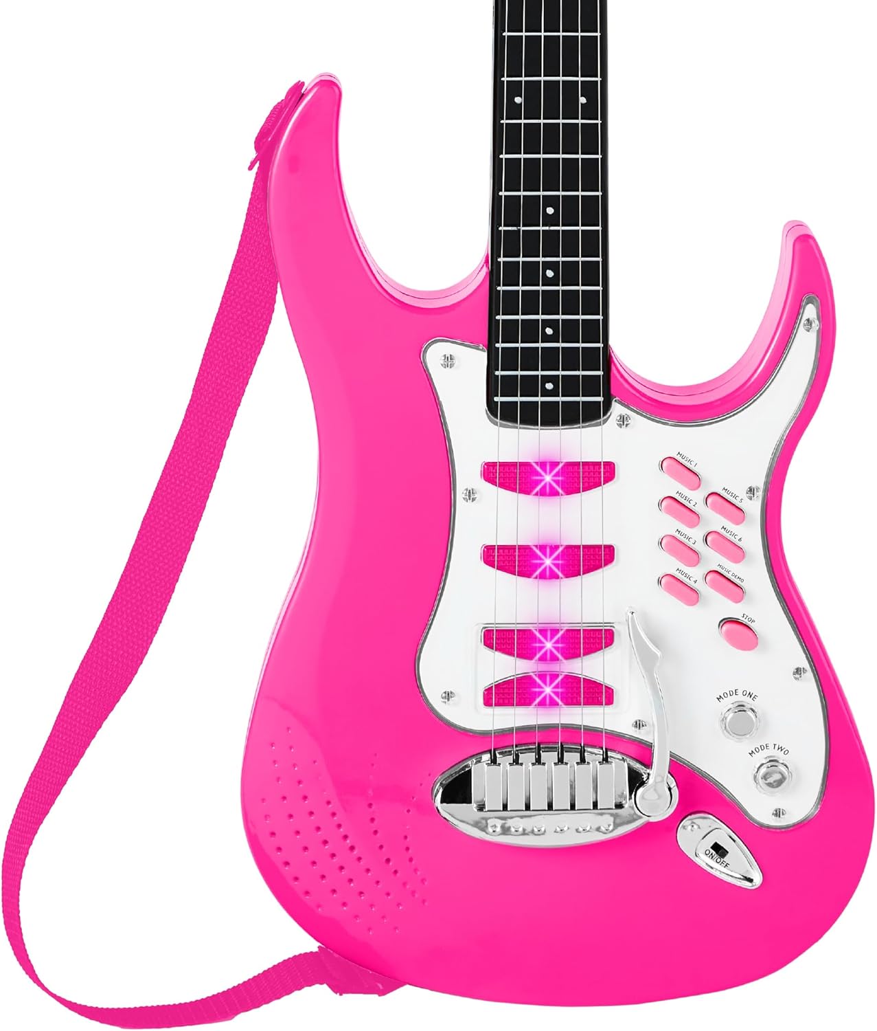 Best Choice Products Kids Electric Guitar Set with Microphone & Amp, Interactive Musical Toy for Boys & Girls, Lights & Sounds, Demo Songs, AUX Input, DIY Stickers - Blue