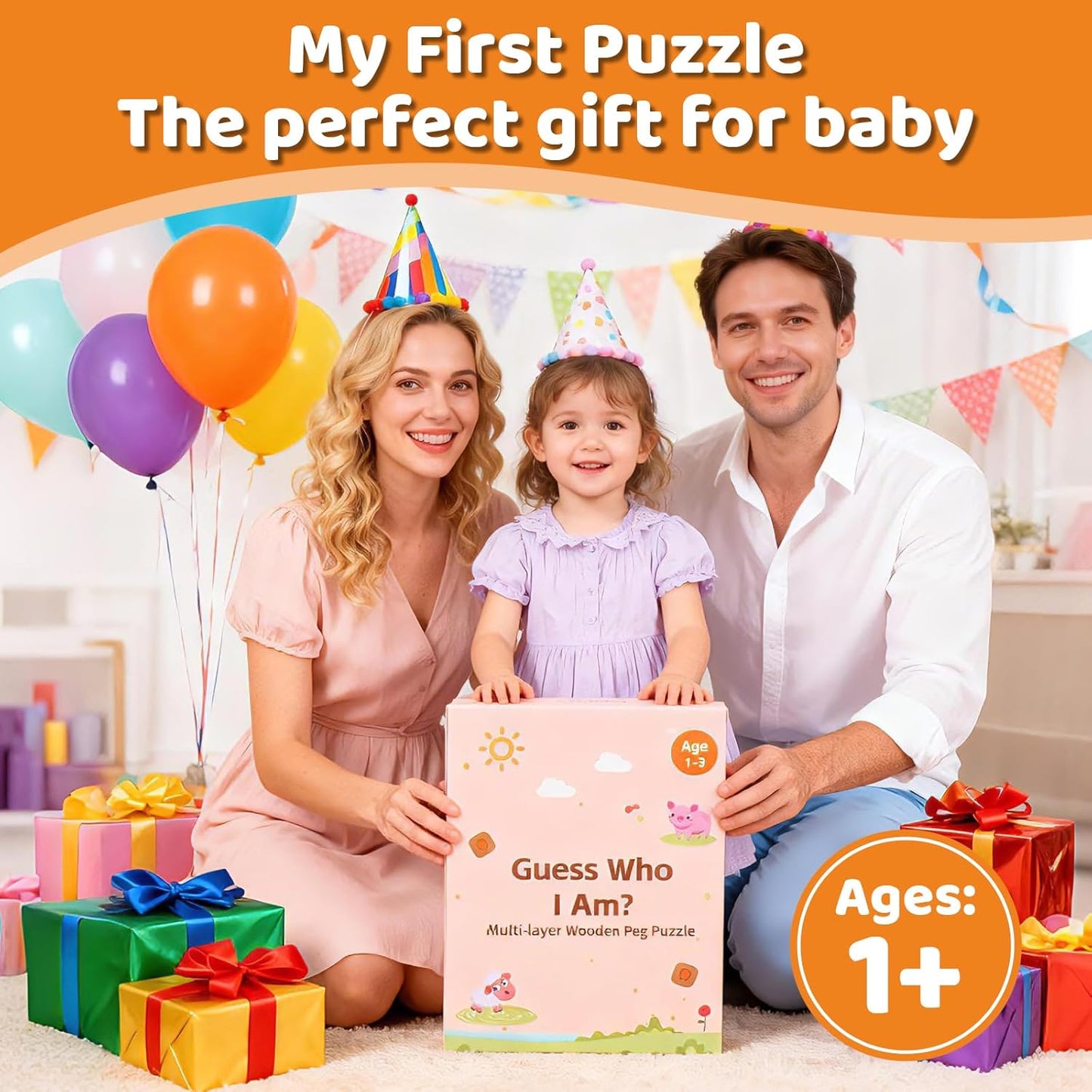 Wooden Puzzles for Toddlers 1-3, Animal Match Farm Peg Puzzle for Toddlers Age 1+, Montessori Toys for 1 2 Year Old, Knob Puzzle Birthday Gift, Preschoool Learning Toys