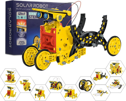 AESGOGO STEM Projects for Kids Ages 8-12, Solar Robot Science Building Kits, Birthday Gifts for 8 9 10 11 12-16 Year Old Boys Girls Teens, Robotics Powered by Sun or Battery(Not Include).