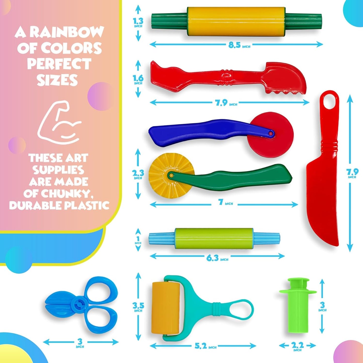 DIMROM Clay and Play Dough Tools 12 Piece Set - Ages 3 & Up (12pcs)