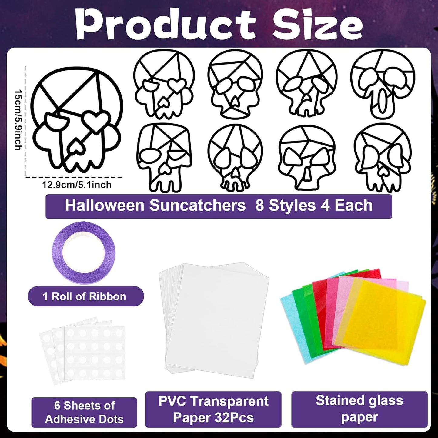Lonfliness 32 Sets Solar System Suncatchers Crafts Kit DIY Outer Space Window Stained Glass Effect Paper Planet Home School Classroom Decoration Art Craft Creative Activity Project Gift Favor