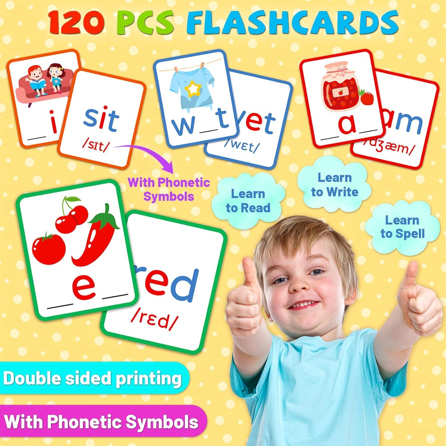 zheyistep CVC Word Games Spelling Flash Cards for Kindergarten, CVC Sight Word Cards Toddler Preschool Learning Activities, Montessori Educational Toys for Kid Age 3 4 5 6