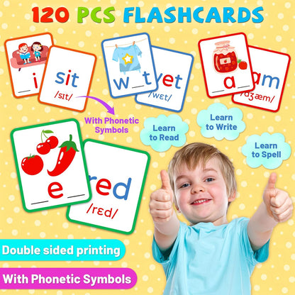 zheyistep CVC Word Games Spelling Flash Cards for Kindergarten, CVC Sight Word Cards Toddler Preschool Learning Activities, Montessori Educational Toys for Kid Age 3 4 5 6