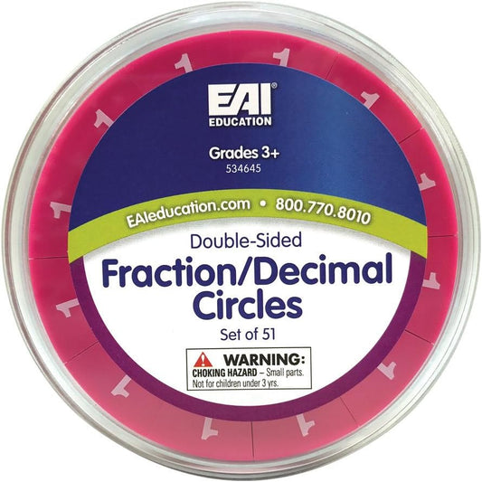 EAI Education Double-Sided Fraction/Decimal Circles - Set of 51
