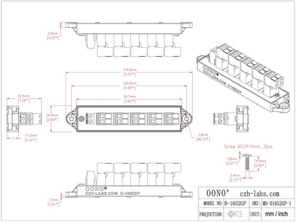 30Amp 300V 1x10 Position Terminal Block Distribution Module. OONO D-1661GP