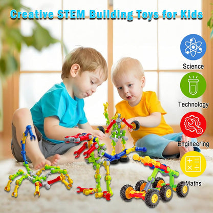 Huaker Stem Building Toys for 3 4 5 6 7 8 Year Old Boys Girls Kids,180 Pieces Building Blocks Educational Learning Toys with Large Storage Box,Ideal Christmas Birthday Gifts