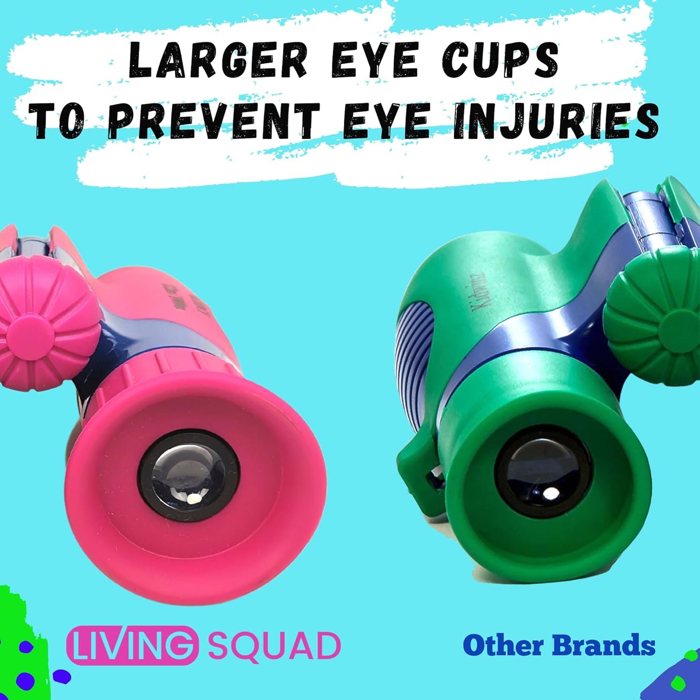 Kids Binoculars 8x21 Shockproof Green - Ages 3-12 with Case Neck Strap Compass Carabiner | High Resolution Optics for Bird Watching Camping Hiking | Birthday Gift Boys Girls
