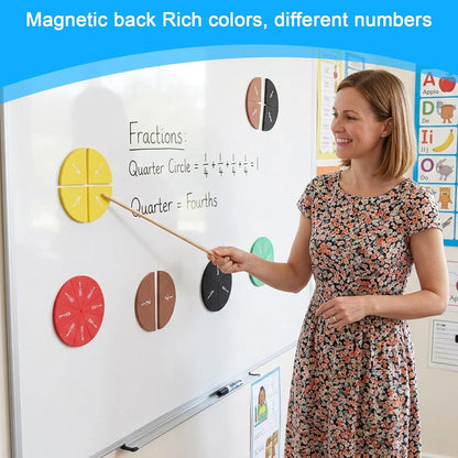 51 pcs Magnetic Fraction Tiles Circles, Fraction Tiles Playbook Math Manipulatives Kit for Classroom and Homeschool Educational
