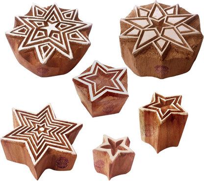 Pottery Printing Blocks Retro Fish Pattern Wooden Stamps (Set of 6) Htag1958