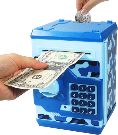 Mini ATM Piggy Bank ATM Machine Best Gift for Kids,Electronic Code Piggy Bank Money Counter Safe Box Coin Bank for Boys Girls Password Lock Case (Rose Gold)