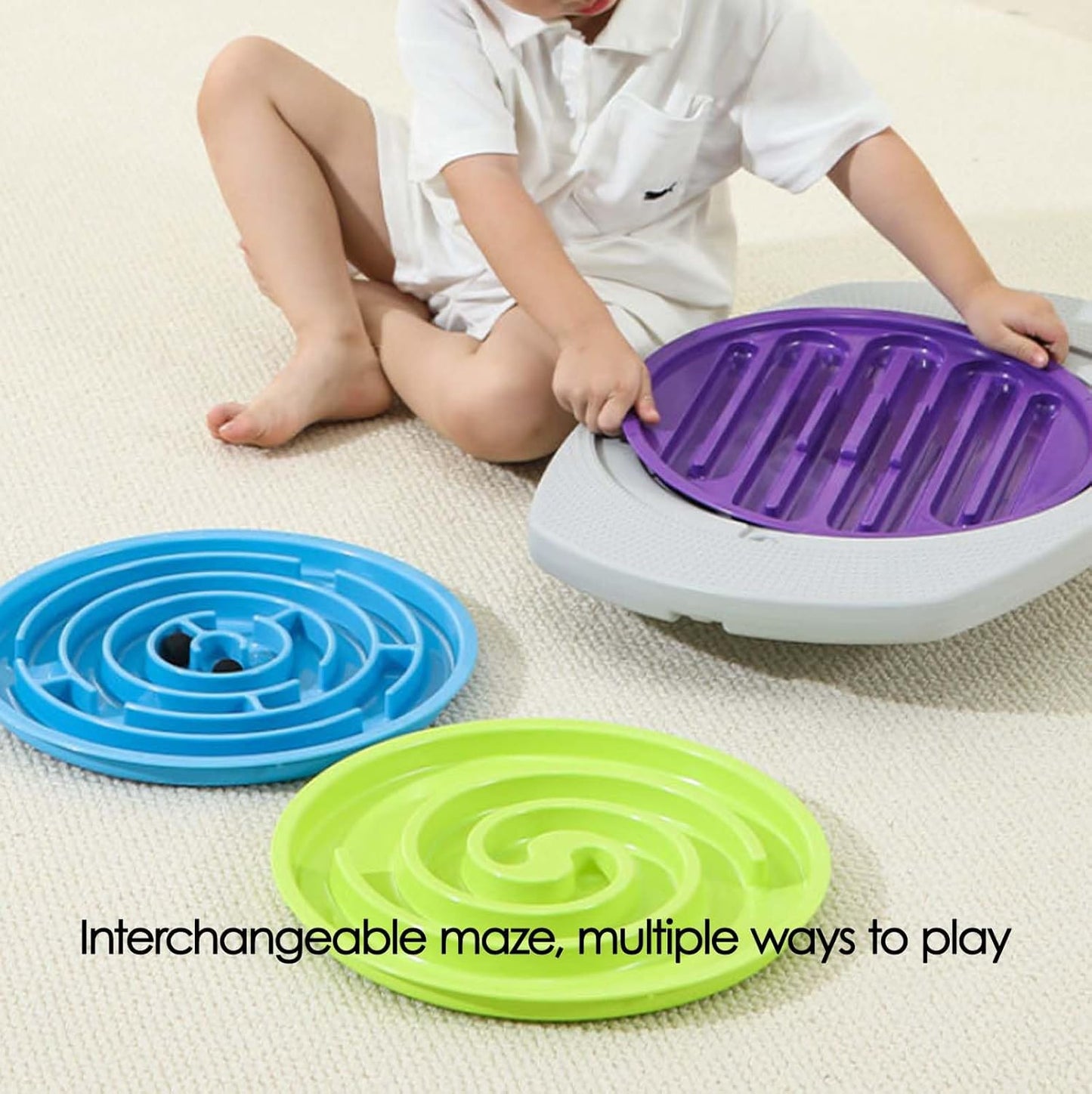 22'' Balance Board Rocker Maze, Dynamic Maze Balance Board with Marble Maze, Core Trainer & Stability Wobble Board for All Ages, Anti-Slip Design, Durable PE Construction, Ideal for Fitness, Rehab, & Family Fun