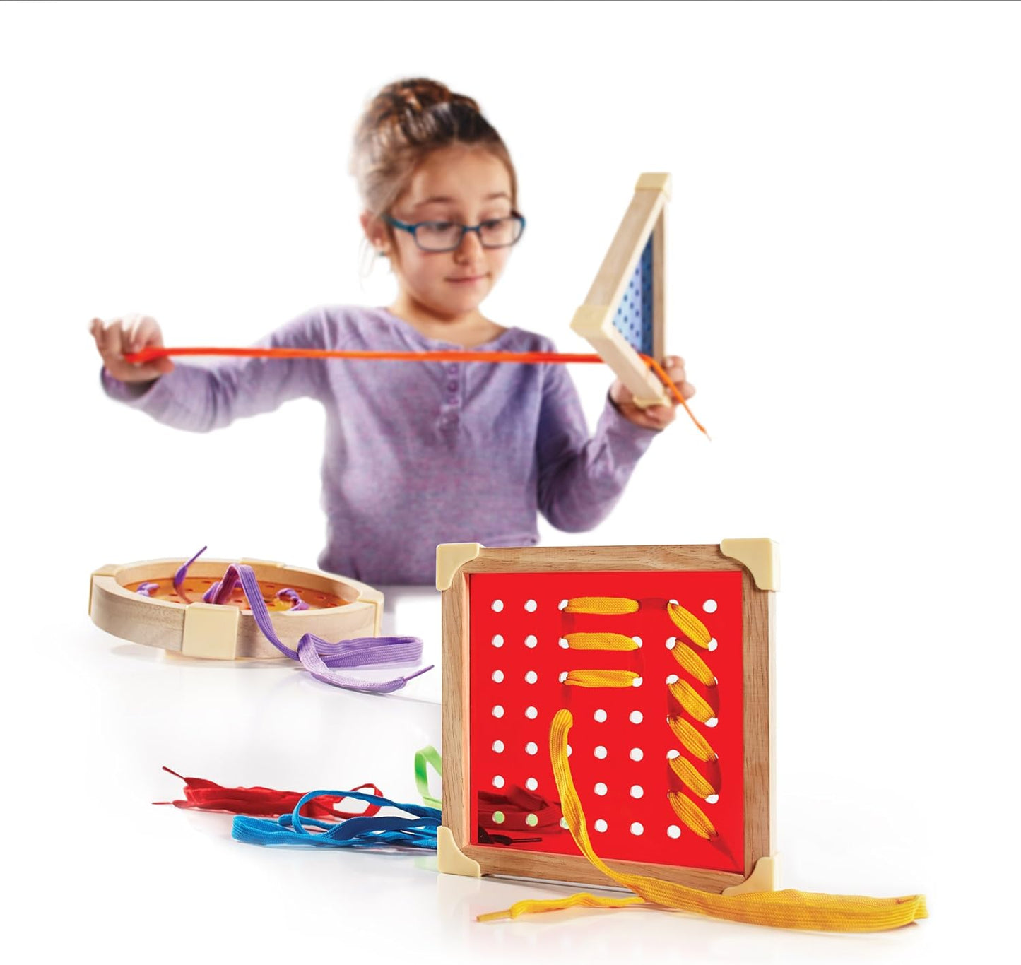 Guidecraft Geo Shape Lacing, Manipulative Preschool Toy, Educational Threading Set for Toddlers