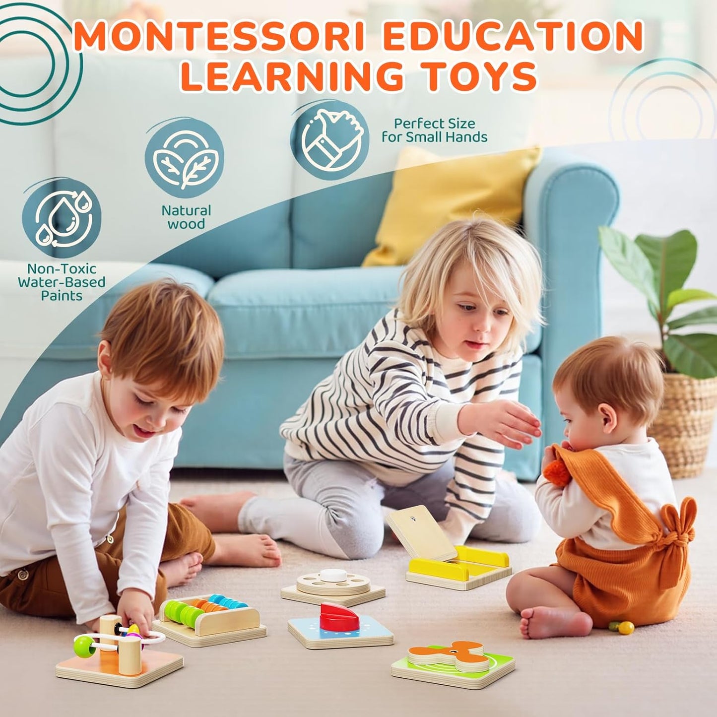 Montessori Busy Board for Toddlers 1-3, 6-in-1 Sensory Activity Cube, Fine Motor Skills Learning Toy with Bead Maze, Gears & Spinner, Quiet Travel Toy for 1 Year Old Boy and Girl Gifts