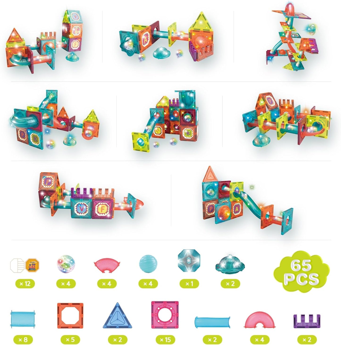 Contixo STEM Building Toys - 110 pcs Marble 3D Magnetic Run Tiles Learning Stacking Educational Building Blocks Set, Creativity Beyond Imagination, Inspirational, Recreational Toy for Kids
