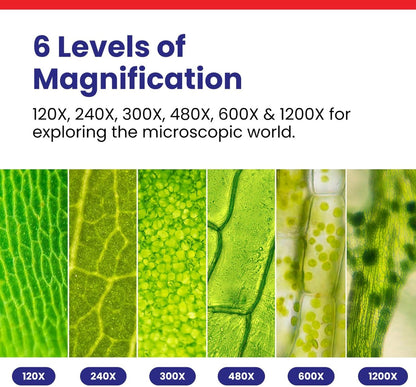 AMSCOPE-Kids 120X-1200X White Metal Arm Starter Kids Student Microscope Kit and Compact Refractor Telescope with Tripod - M30-ABS-KT2-W-TKVB1