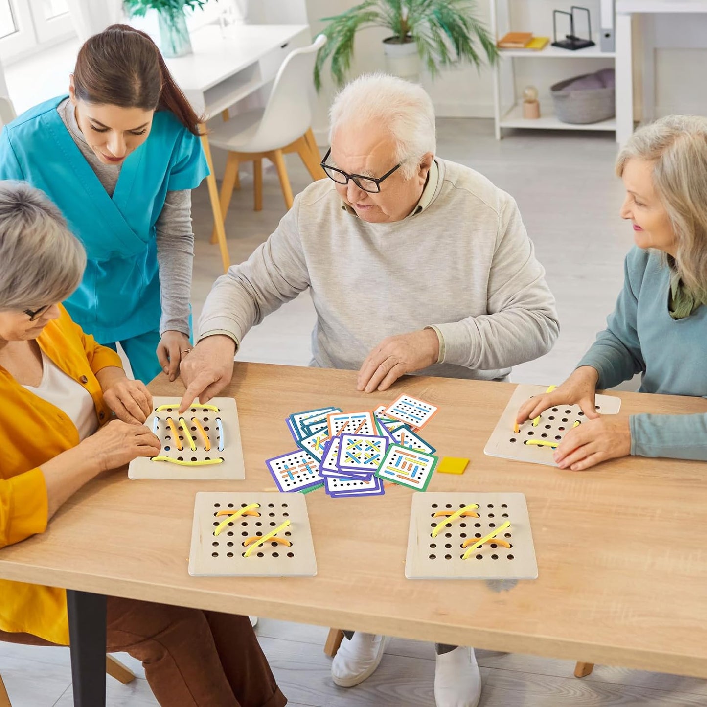 48pcs Dementia Activities for Seniors Threads Lacing Board Alzheimer's Memory Games and Jigsaw Puzzle Set for Caregivers Enhances Memory, Coordination, Focus