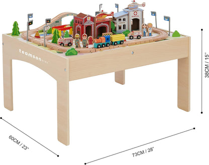 Teamson Kids Preschool Play Lab 7-in-1 Large Wooden Activity Cube Station Center Bead Maze and Counting for Kids Baby Toys, Natural