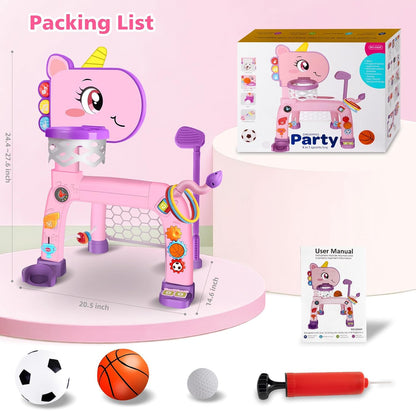 Toddler Basketball Hoop & Soccer Goal: Toys for 1 2 3 Year Old Boys Girls Kids Sports Activity with Light Sound Music Montessori Toys for Baby 12-18 Months | Birthday Gifts for Ages 1-3