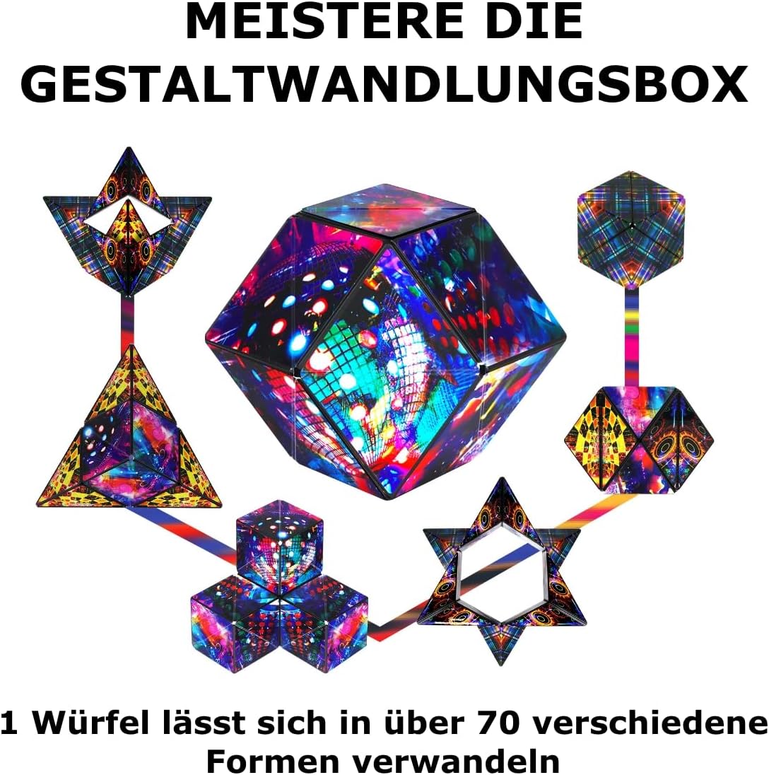 Shashibo Shape Shifting Box - Award-Winning STEM Fidget Toy with Ultra Strong Magnets - Puzzle Cube Transforms Into 100+ Shapes, Perfect Sensory Gift for Kids, Teens, and Adults (Glowquarium)