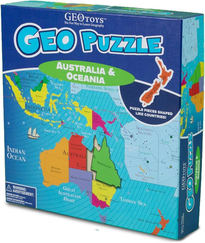 GeoToys GeoPuzzle, World Jigsaw Puzzles, 68 Pc Geography Game & Map Puzzle, Educational Games & Kids Learning Activities, Puzzle Gifts for Children Ages 6-9, Fun Learning Toys for Kids