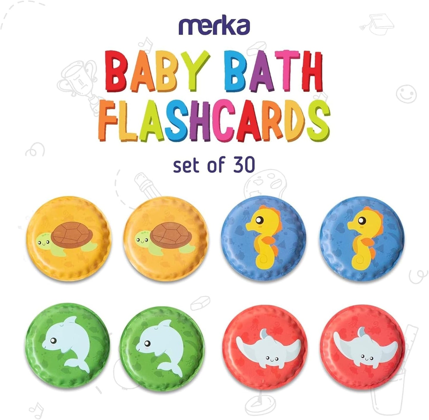 merka Bath Toys Flash Cards - 36-Pc Multicolor 2.25-Inch Foam Alphabet & Number Cards - Waterproof Bath Time Toddler Learning Toys for Ages 1-3