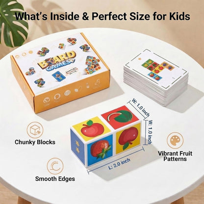 Fruit Cube Matching Game Puzzle Games, Expression Puzzle Building Blocks Pattern Matching Game, Educational Puzzles Toy Board Games for Kids and Adults with Bell