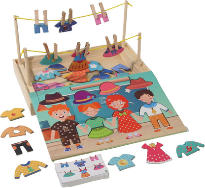 Montessori Practical Life Clothes Hanging Job Rope Strings Hanging Clothes with Clothespins Airing Clothes Montessori Classroom Clothes Hanging Dress-Up Game for 2-6 Years Old Toy Educational Gift