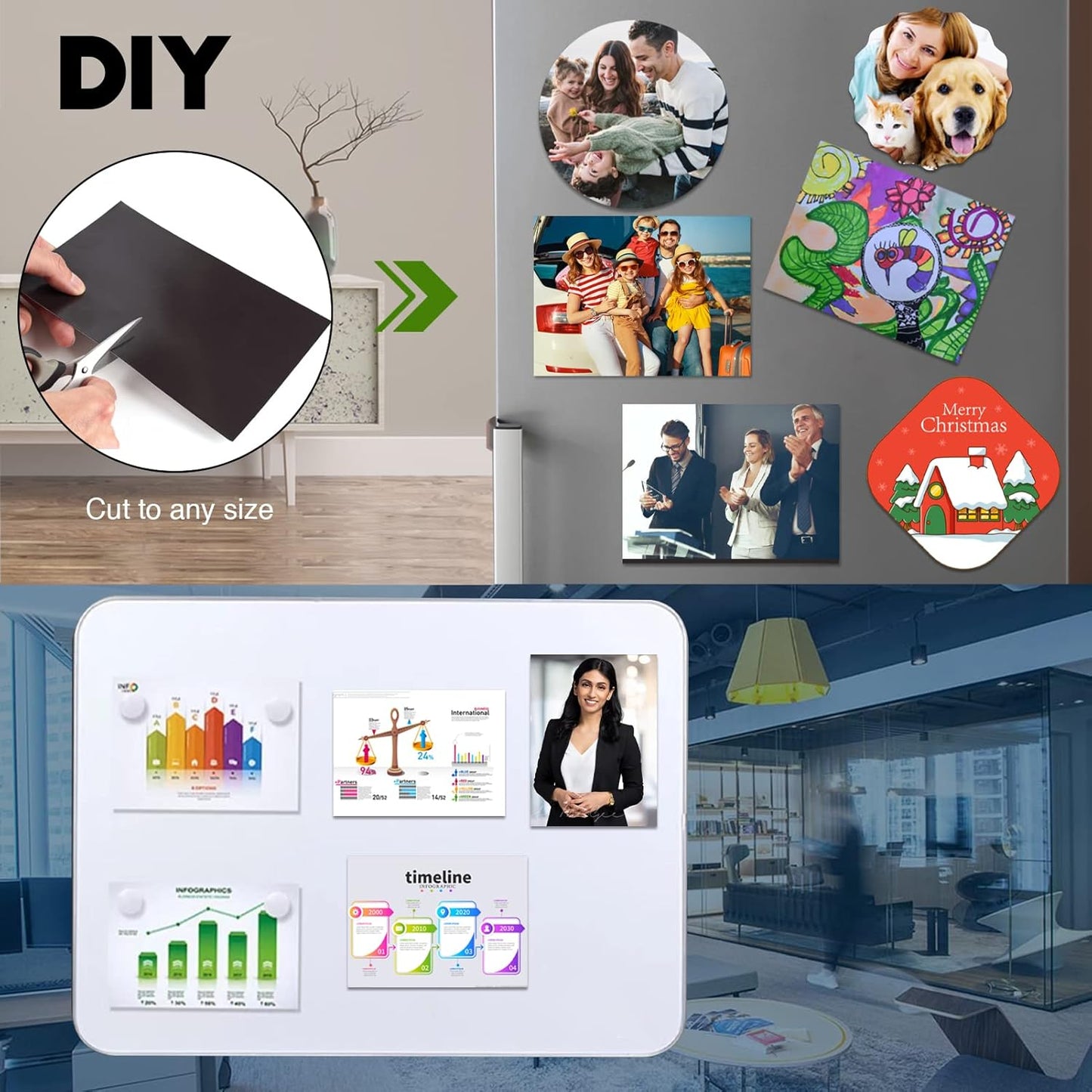 Adhesive Magnetic Sheets for Letter Size 8.5x11 (Pack of 8),Magnet Sheets with Self-Stick Adhesive for Home/Classroom/Office,Easy Cut DIY Paper Craft Magnet