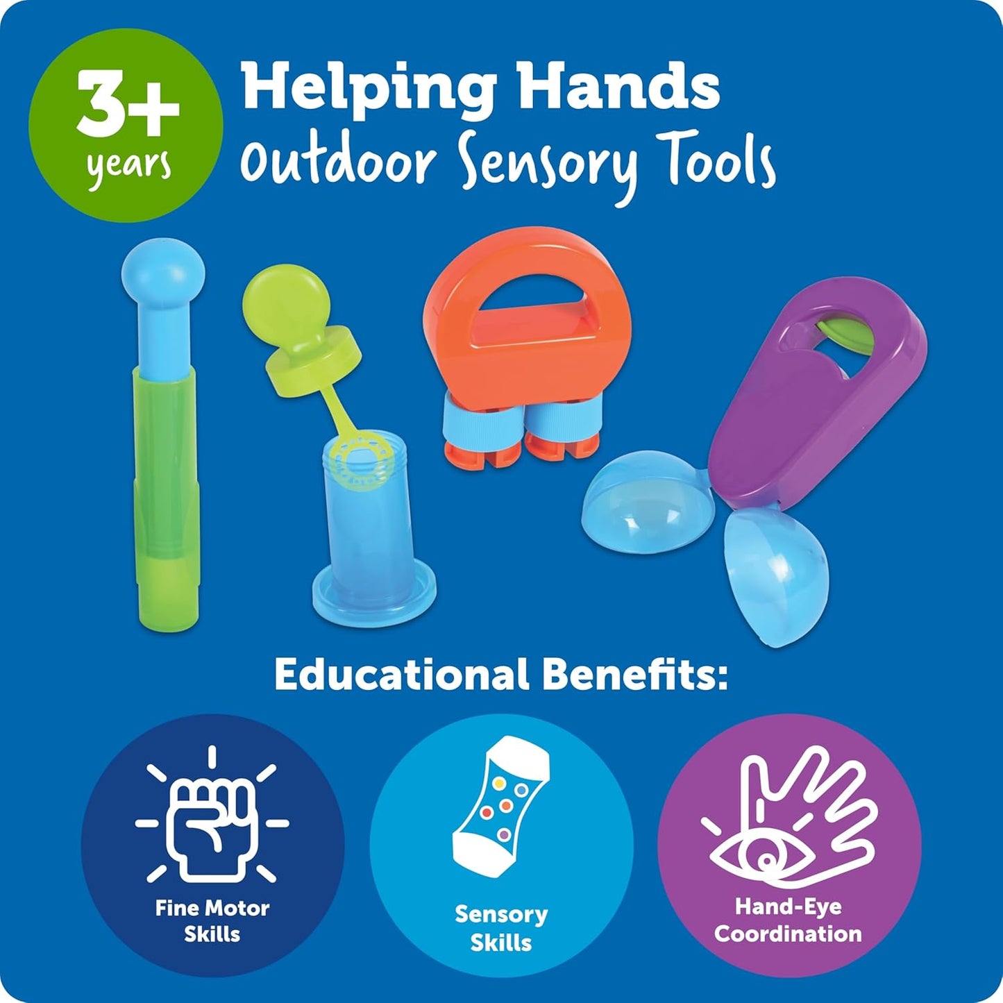Learning Resources Helping Hands Outdoor Sensory Tools - Sensory Bin Toys, Outside Toddler Activities, Fine Motor Toy, Water and Sand Scoop Toys for Toddlers, Toddler Beach Activity Accessories