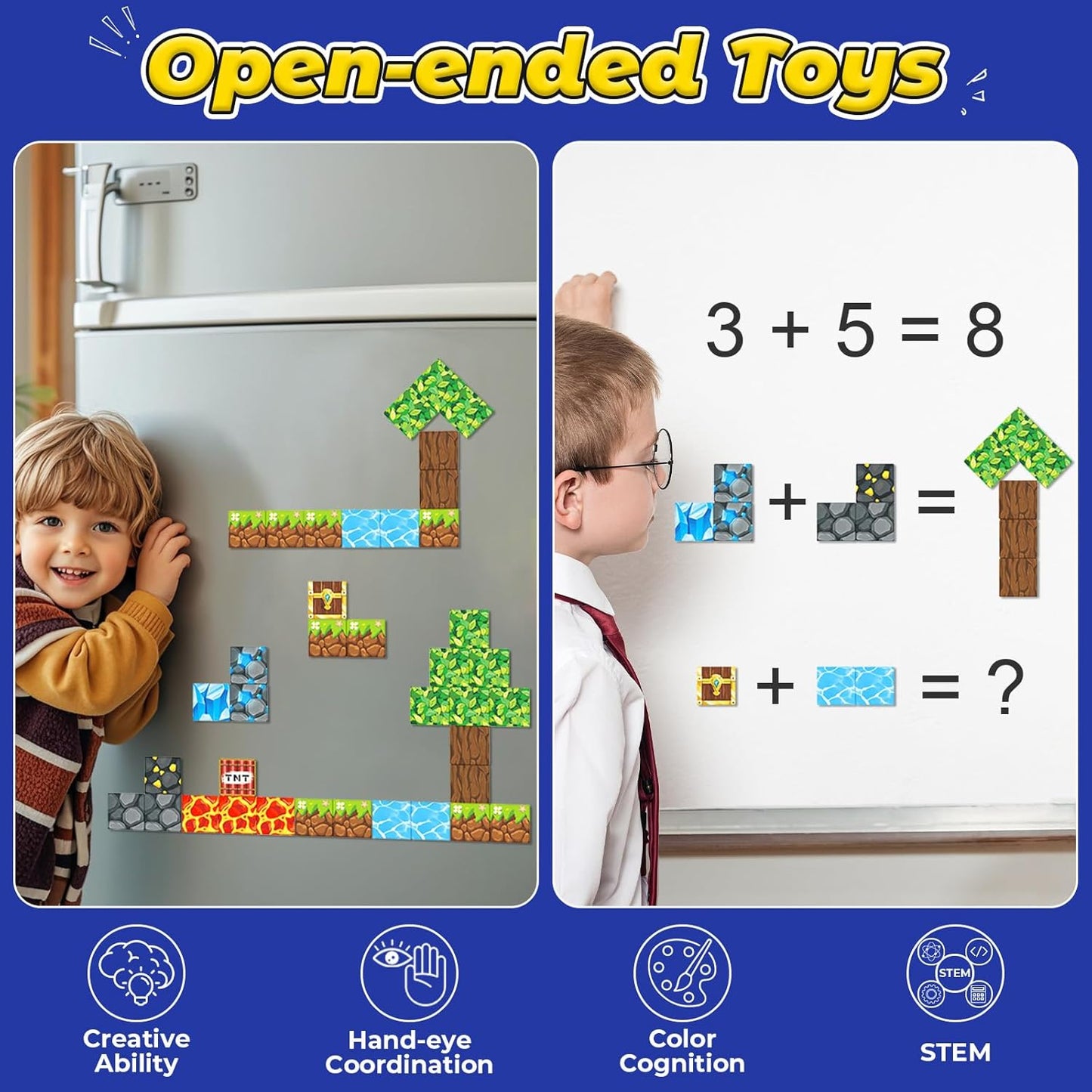 Magnetic Blocks, Build Mine Magnet World Forest Farm Edition, Magnetic Building Blocks for Kids Ages 4-6 6-8 8-12, Sensory STEM Toys for Boys & Girls