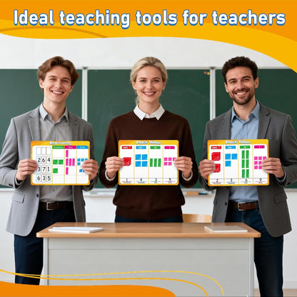 24Pcs Place Value Chart Dry Erase Flash Cards Double Sided Addition Subtraction Cardboard Math Whiteboard Math Manipulatives Teacher Portable Tool 12" x 9"