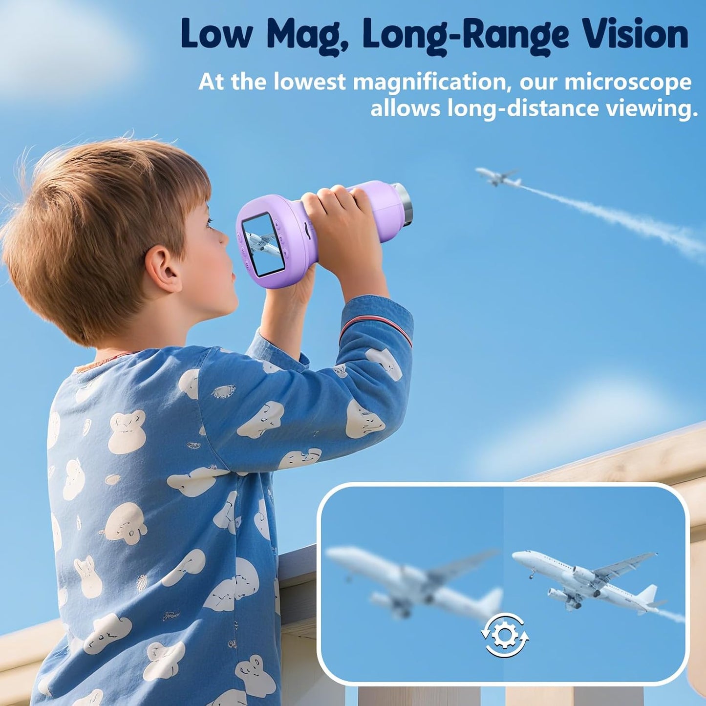 Odatay 4K 1000X Digital Microscope for Kids with Long Distance Viewing & 2.4" Screen, Portable Handheld Edu Toys for Kids Age 3-12 Exploring Bugs Plants at Home Classroom & Outdoor Travel, Yellow