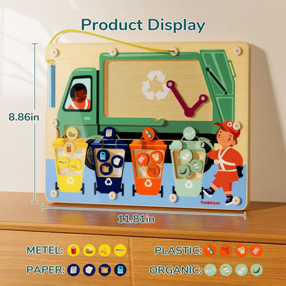 TOP BRIGHT Wooden Magnetic Maze Board for 3 4 5 Years Old, Wooden Activity Board, Learning Color Recognition Magnetic Beads Fine Motor Toys for Kids Age 3+ Years Old Boy Girl